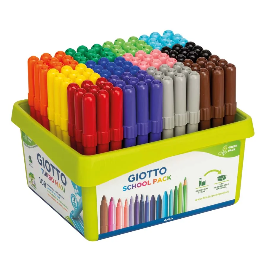 Retoladors de colors Giotto Turbo Maxi 108u caixa escolar