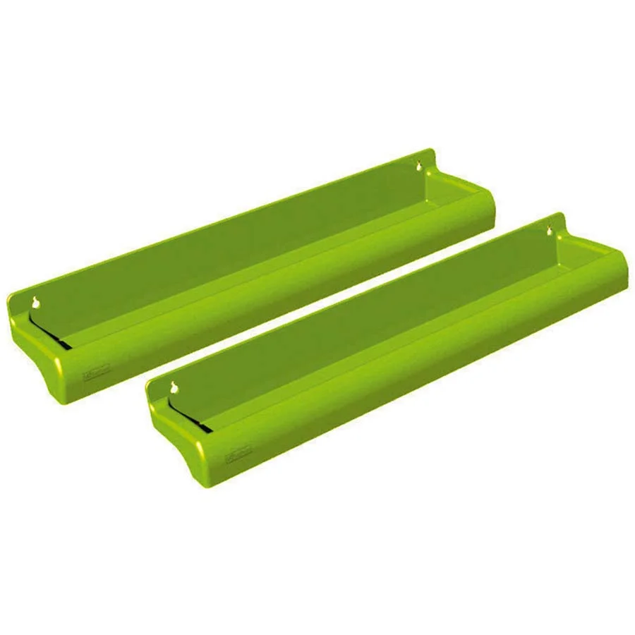 <p>Lot de 2 safates color verd i 4 pinces per a paper, ideals com a complement dels cavallets d'arts plàstiques. <br> <br>Mides: 62 x 11 x 8 cm.<b...