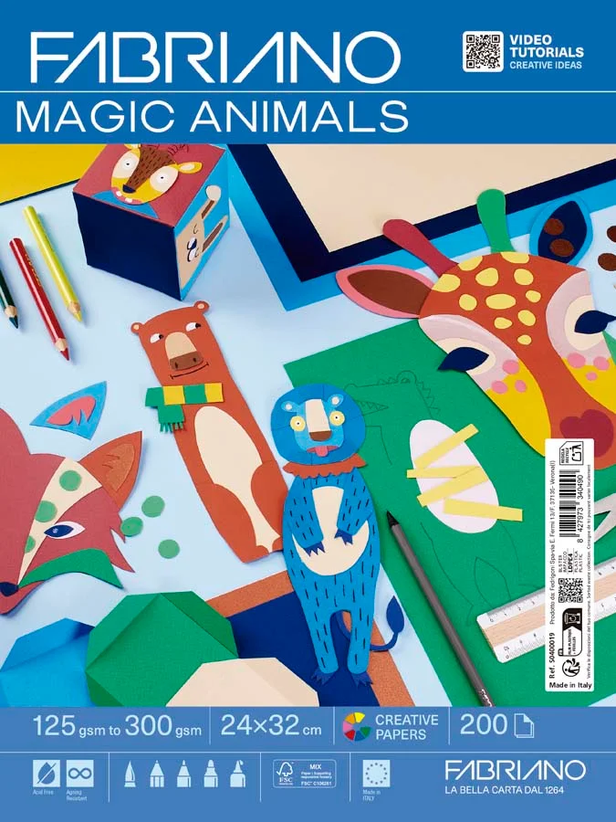 Papers creatius Magic Collection Animals 24x32cm 20 colors 200 fulls