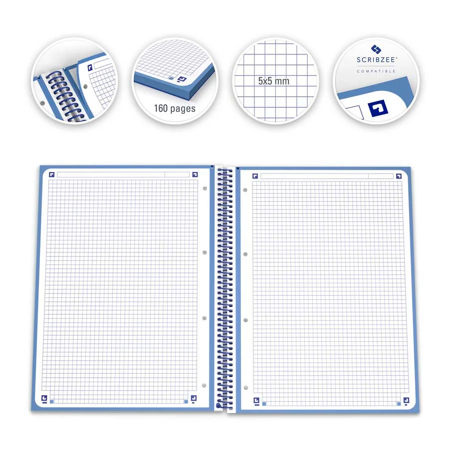 Notebook Oxford EuropeanBook 1 A4 80 fulls 5x5 blau marí Notebook Oxford EuropeanBook 1 A4 80 fulls 5x5 blau marí