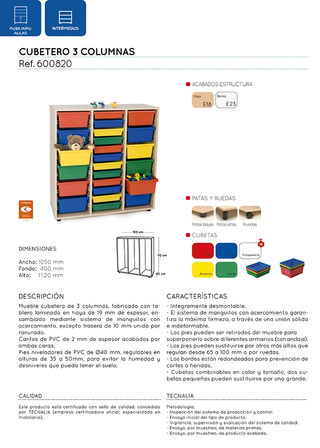 Moble intermig Cubeter 3 columnes estructura faig Moble intermig Cubeter 3 columnes estructura faig