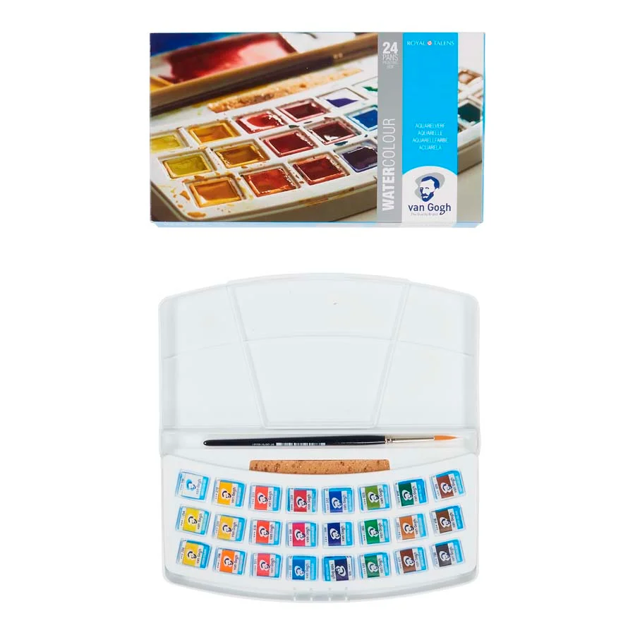 <p><b>Estoig d'Aquarel·les Van Gogh 24 colors</b><br><br><b>Descripció:</b><br><li>Estoig de plàstic lleuger i resistent que inclou una selecció p...