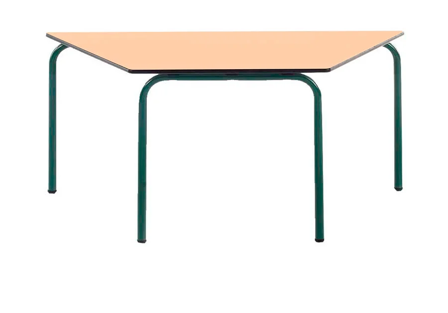 Taula Atlàntida trapezoïdal 120x60x60 T1-46cm tauler faig potes blanc