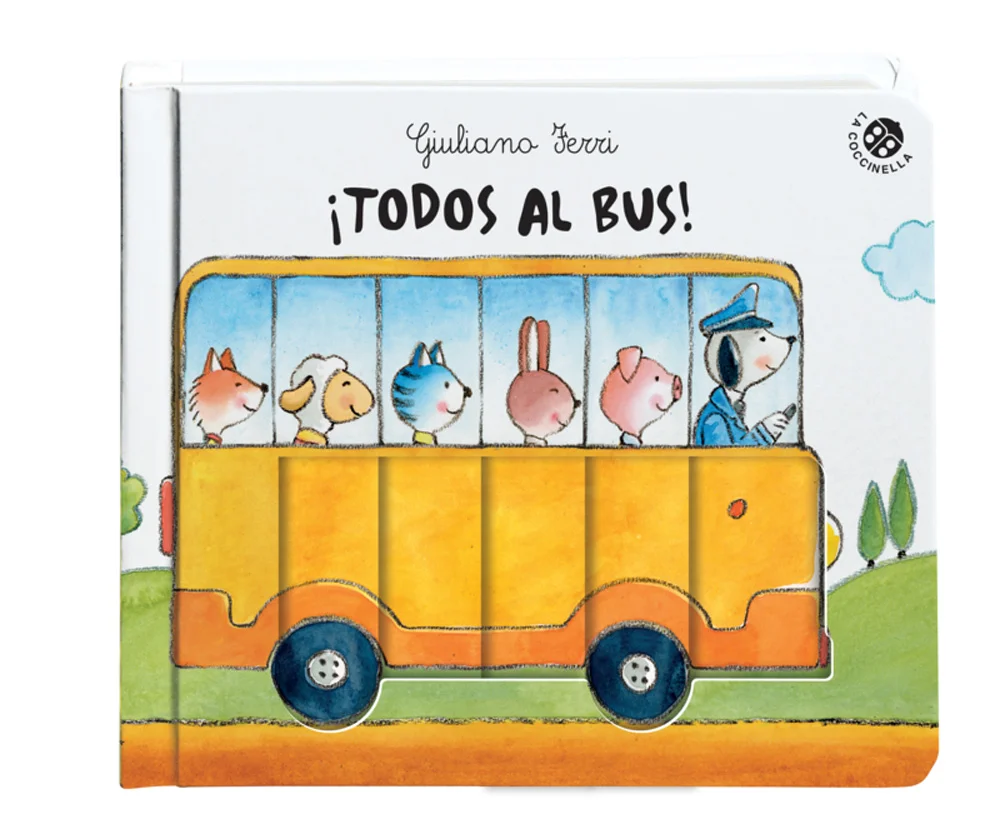 ­Sube al bus con los animales y aprende a contar! Cuando pases las páginas, los animalillos subirán al autobús para ir al cole... Ycuando llegue l...