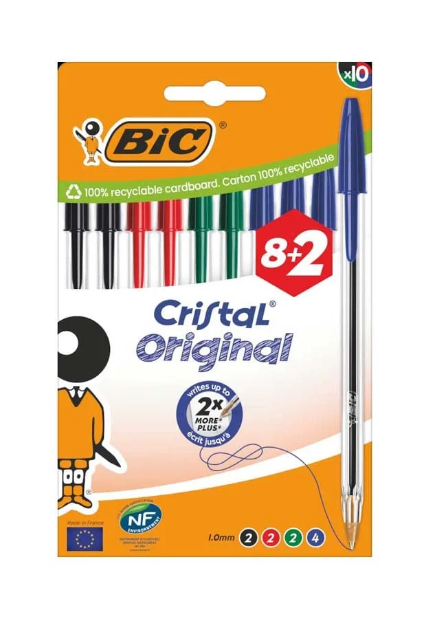Bolígrafs Bic Cristal assortit 8+2u Bolígrafs Bic Cristal assortit 8+2u