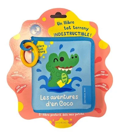 Llibre de tela, fet amb neoprè super resistent per poder mullar-lo i amb un mosquetó per penjar-lo al cotxet o on es vulgui. Un llibre tot terreny...