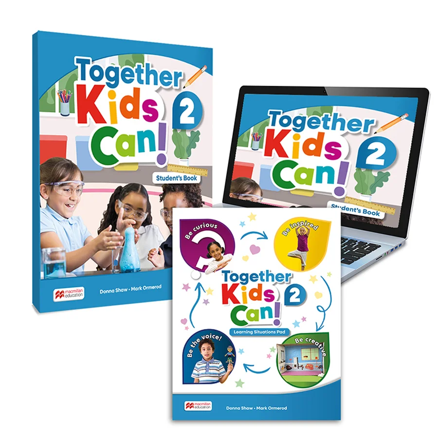 Libro del alumno impreso + digital de Together Kids Can! 2 en la plataforma MEE Air. Incluye varios tipos de actividades interactivas y multimedia...
