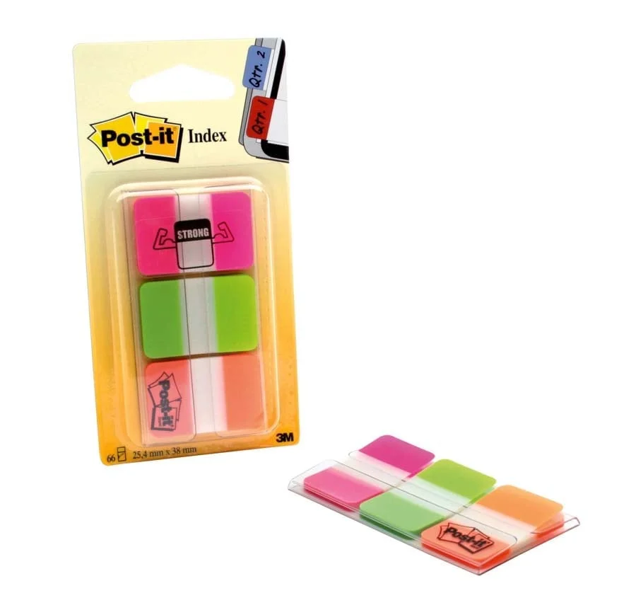 Post-it Index rígid rosa/verd/taronja