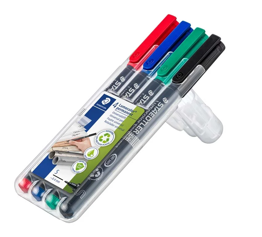 Retoladors permanents Staedtler Lumocolor punta superfina 4 colors