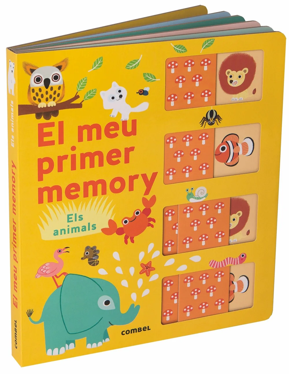 Un llibre tot cartró amb cinc propostes del joc de memòria per aprendre els noms dels animals de cinc hàbitats diferents: el camp, la sabana, el b...