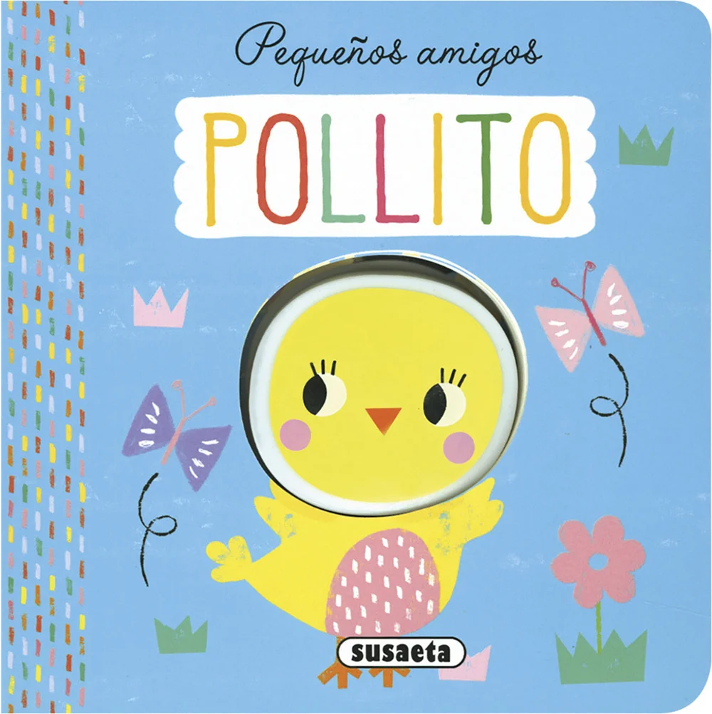 Hoy el pequeńo pollito va a hacer un montón de nuevosamigos. æQuieres conocerlos? Pasa las pįginas de este precioso libro de cartón, pulsa en la c...