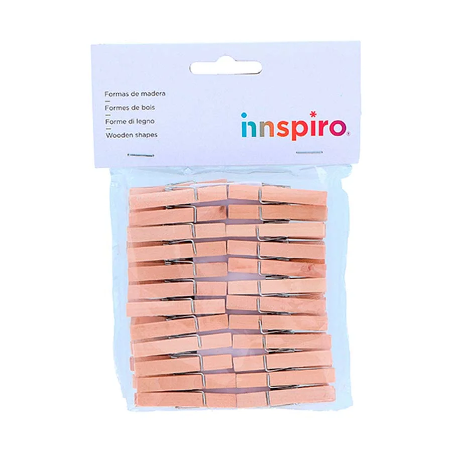 Pinces de la roba mitjanes fusta natural Innspiro 48u