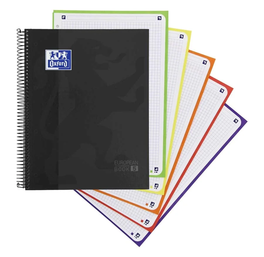 L'EUROPEANBOOK 5 d'OXFORD CLASSIC és el quadern ideal per a aquells que busquen un quadern espiral microperforat amb 5 colors de requadre vius que...