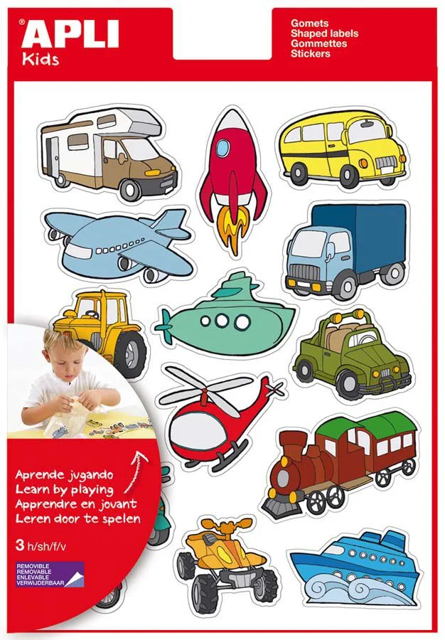 Gomets temàtics Apli Transports 3 fulls 45u