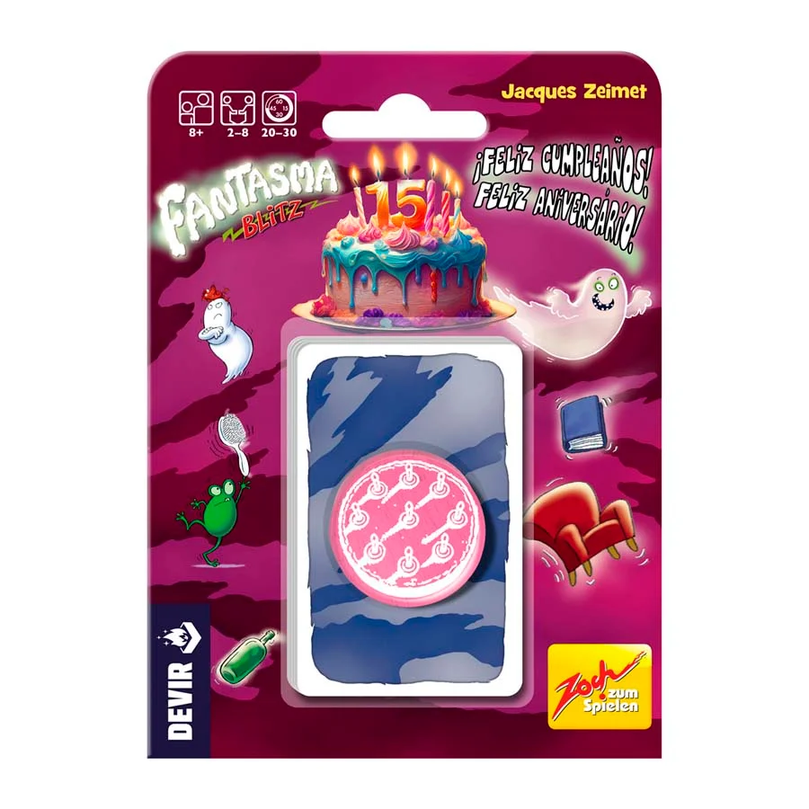 <b>Fantasma Blitz ¡Feliz Cumpleaños!</b> és una divertida i frenètica versió del clàssic joc de reflexos en què els jugadors hauran d’actuar ràpid...