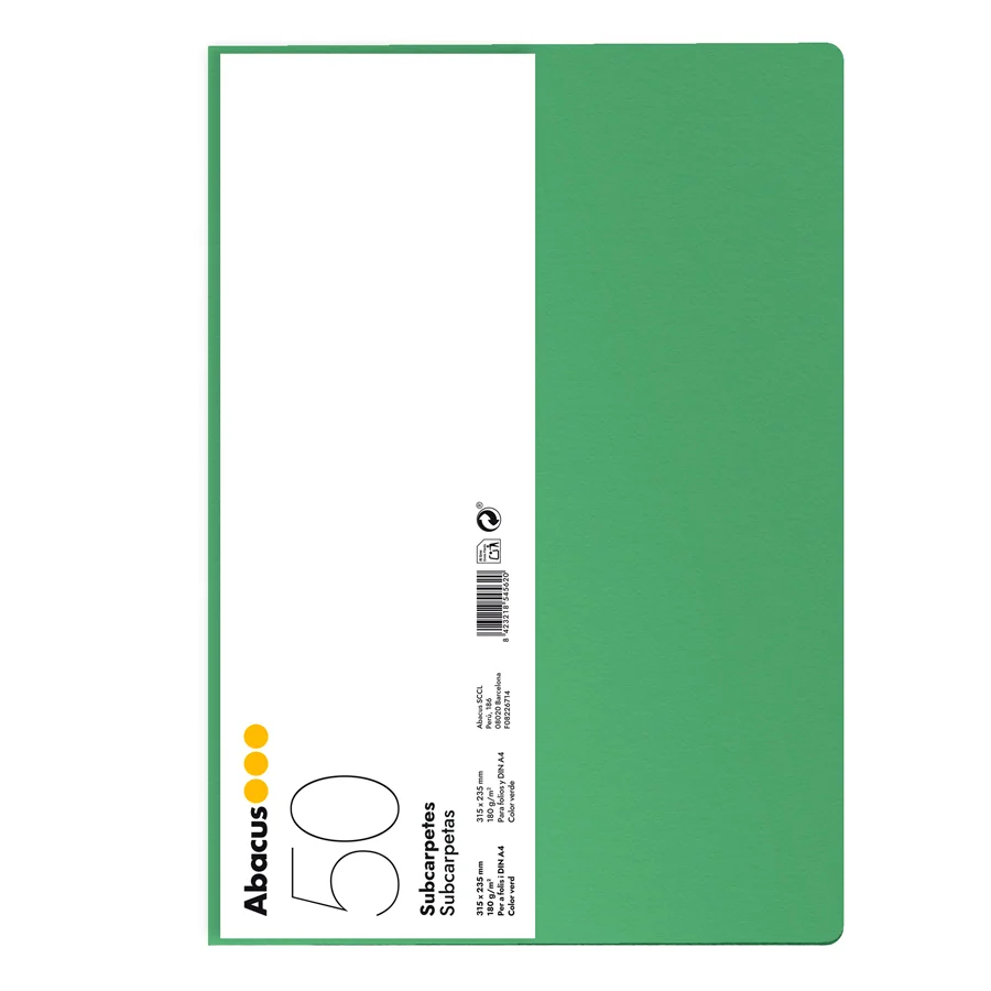 Subcarpeta Abacus A4 180g verd 50u Subcarpeta Abacus A4 180g verd 50u