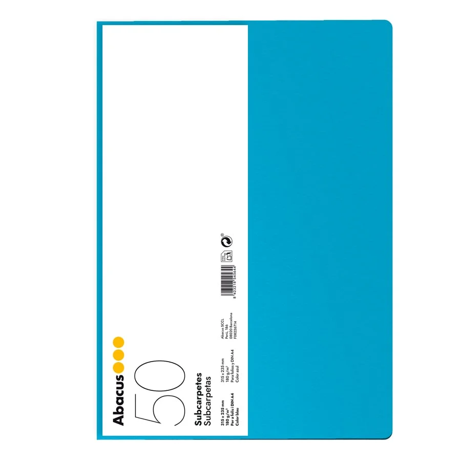 Subcarpeta Abacus A4 180g blau 50u