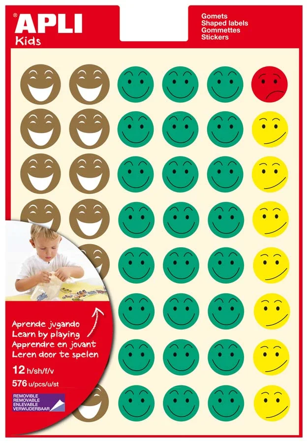 Gomets temàtics Mr. Smiley 12 fulls 48u Gomets temàtics Mr. Smiley 12 fulls 48u