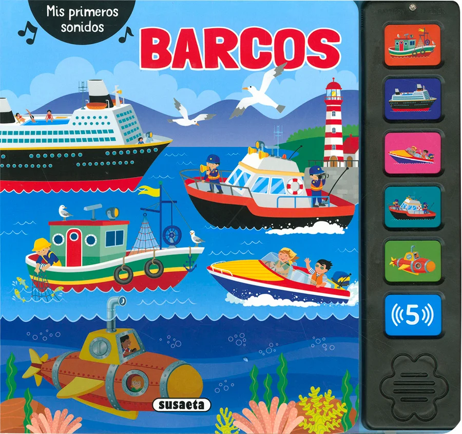 ¿Cómo suena un crucero? ¿Y una lancha motora? Diviértete con la lectura y escucha los sonidos de los barcos pulsando los botones de este libro.