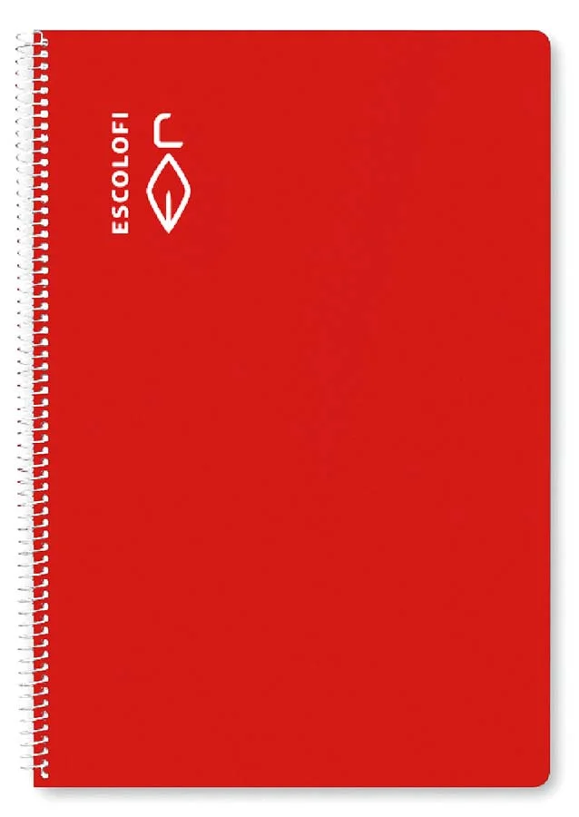 <b>Llibreta espiral Escolofi Foli 50 fulls llis vermell</b><br><br>Llibreta amb enquadernació d'espiral i tapa dura, amb un interior totalment lli...