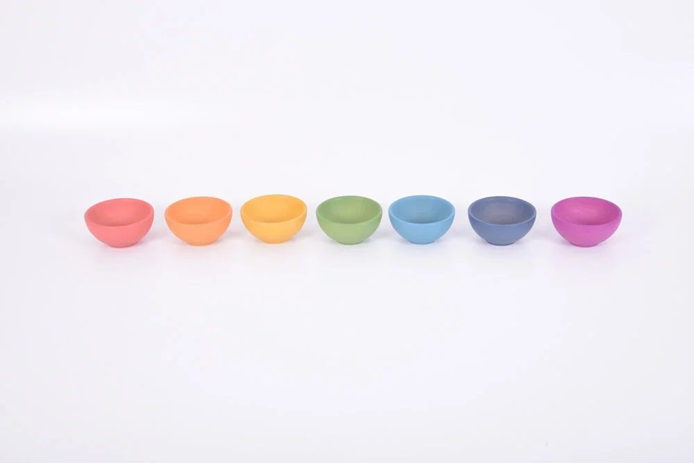 Bols de fusta de colors 92mm 7 unitats Bols de fusta de colors 92mm 7 unitats