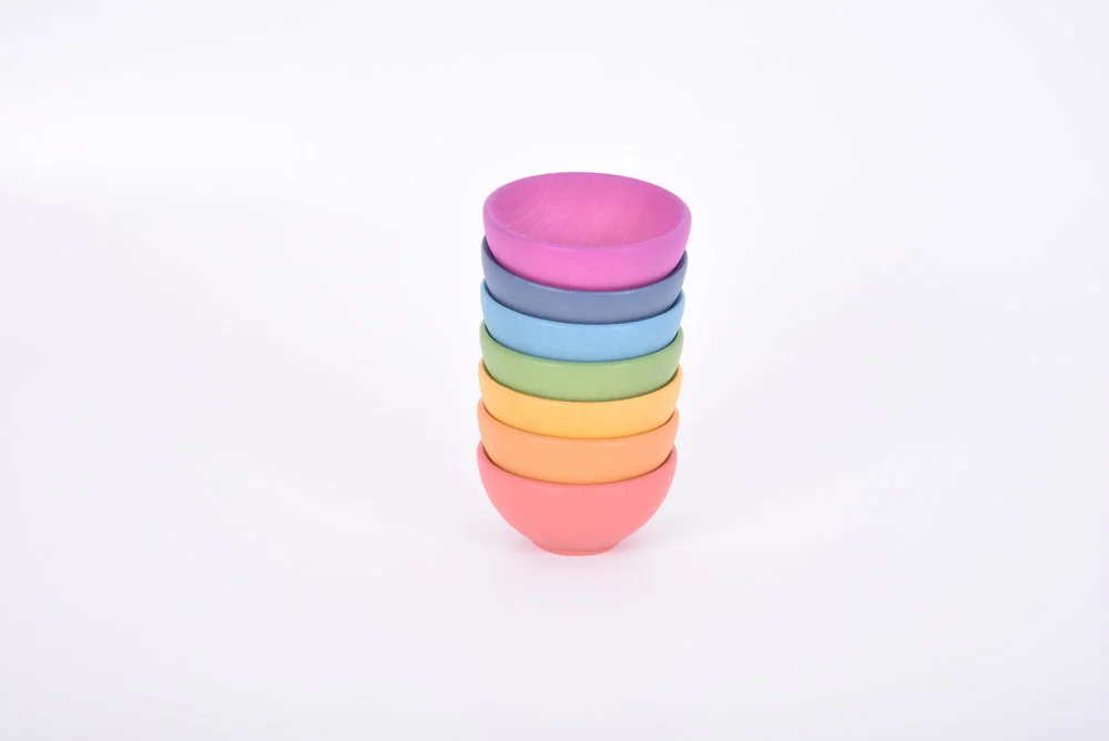 Bols de fusta de colors 92mm 7 unitats Bols de fusta de colors 92mm 7 unitats