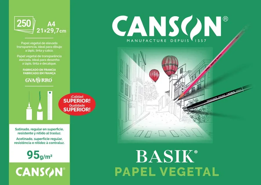 Paper vegetal Canson A4 250 fulls Paper vegetal Canson A4 250 fulls