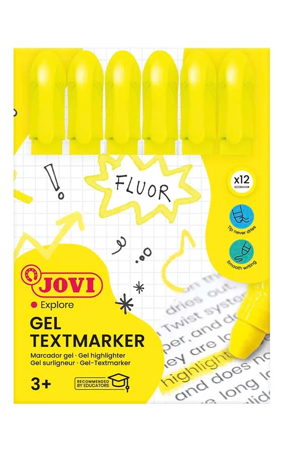 Marcador de Cera Gel Jovi fluorescent groc 12u Marcador de Cera Gel Jovi fluorescent groc 12u