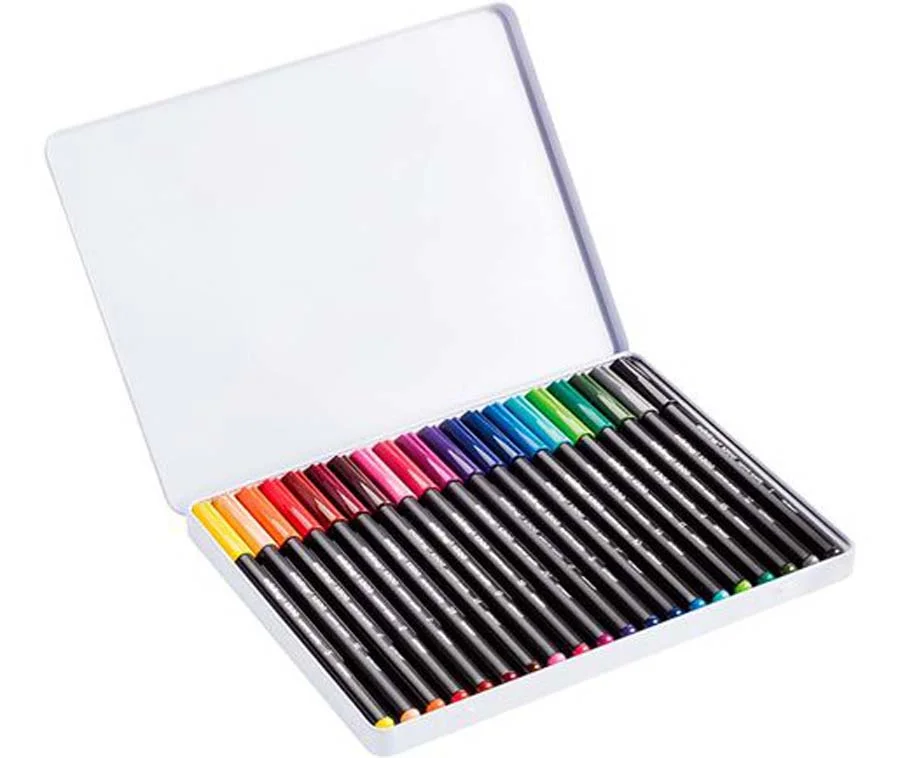 Retoladors Edding 1300 capsa de metall  20 colors