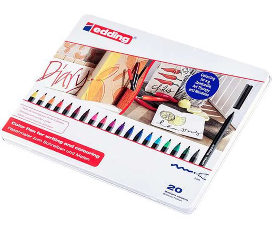 Retoladors Edding 1300 capsa de metall  20 colors