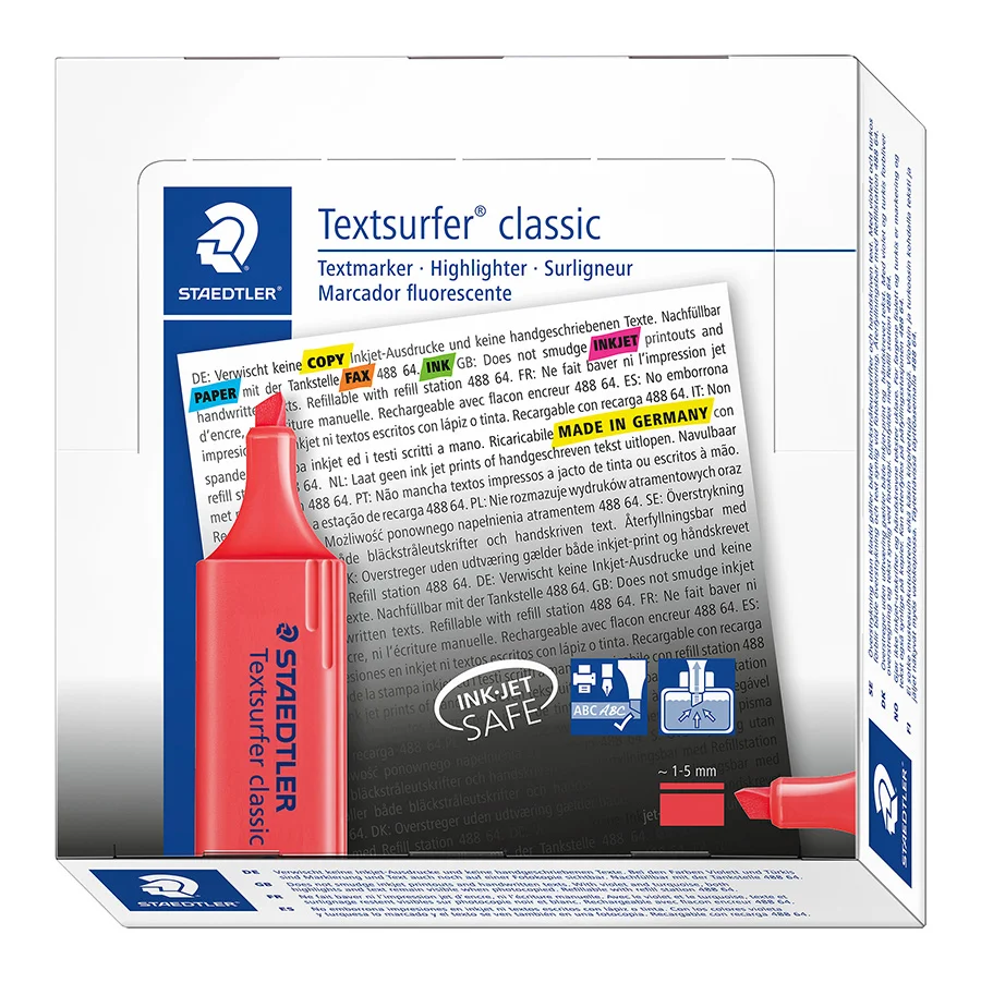 Marcadors fluoresecent Staedtler Textsurfer vermell 10u