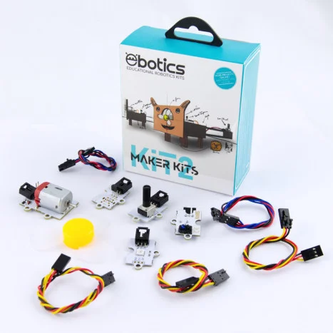 <p> Amb el <strong> Maker Kit 2 </strong> és possiblecrear un lleó ventilador, 1 zoòtrop, un termòmetre de colors, un llum de colors, un dispensad...
