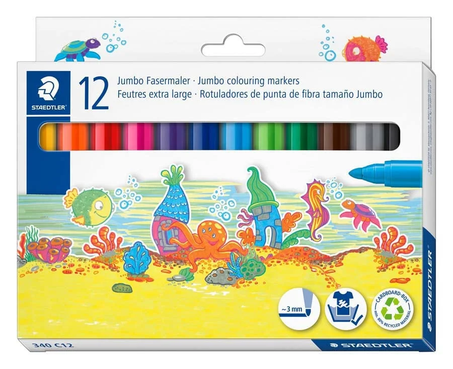 <p>Retoladors de colors <strong>Staedtler</strong>® Noris Watercolor especials per a les mans dels menuts.<br><li>Punta estable i resistent de 3,0...