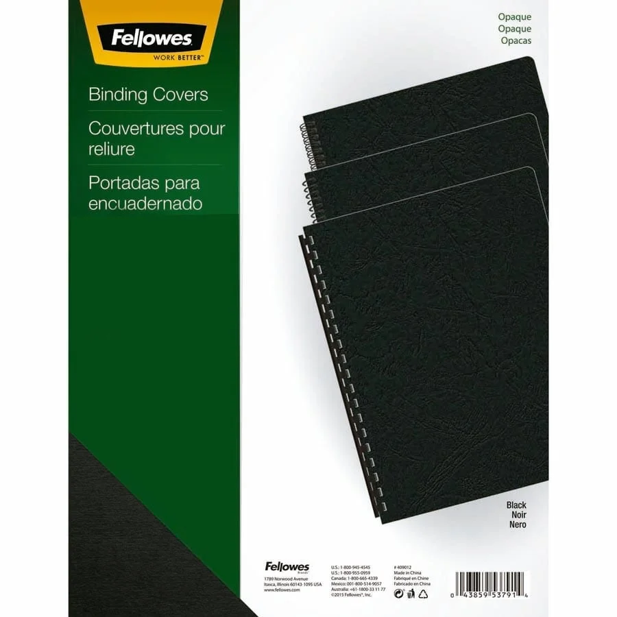 Tapes d'enquadernar A4 Fellowes PVC 180 micres negre 100u