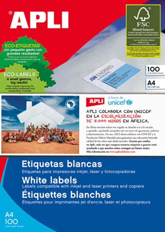 Etiqueta Inkjet A4 Apli 210x297mm 100 fulls Etiqueta Inkjet A4 Apli 210x297mm 100 fulls