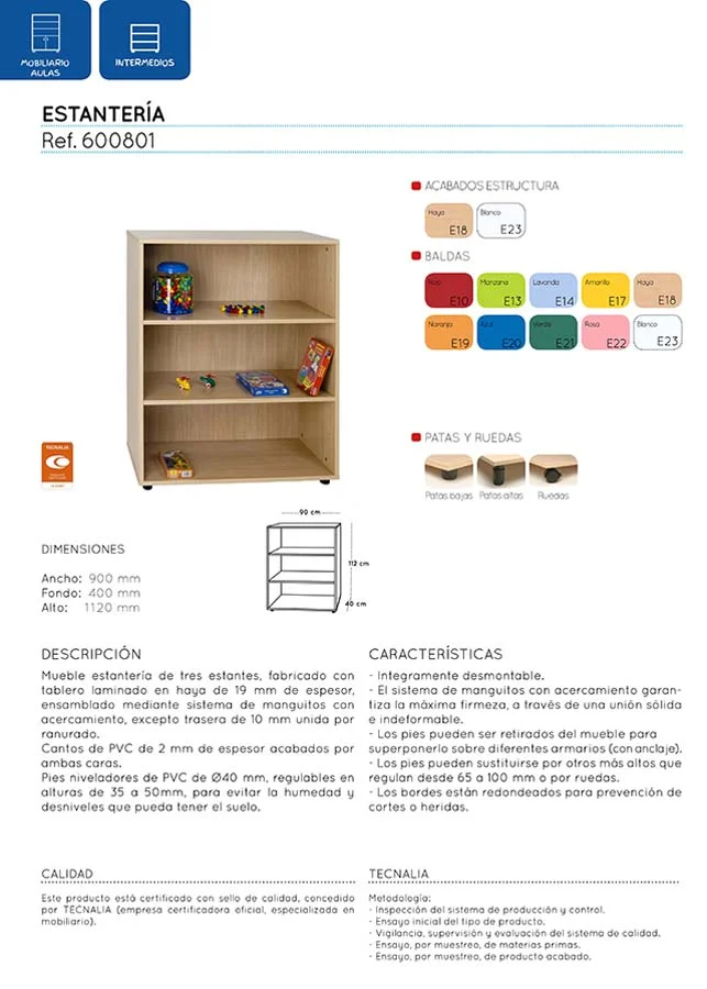 Moble intermig Prestatgeria 90x112x40cm estructura faig portes i baldes faig