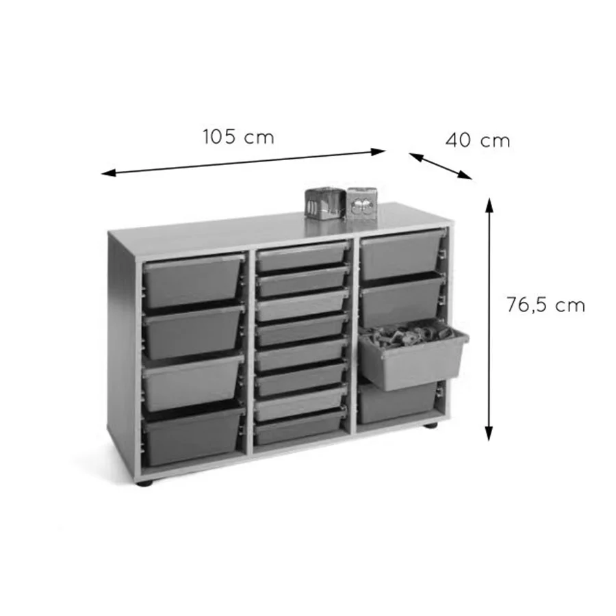 Moble baix Cubeter 3 columnes estructura faig
