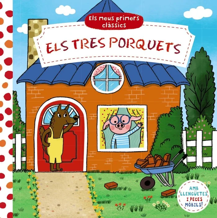 Una divertida adaptació, amb llengüetes i peces mòbils, perquè els més petits gaudeixin del seu primer llibre de  Els tres porquets .