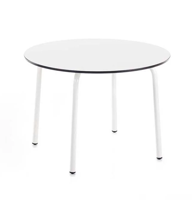 Taula Atlàntida circular 100 T3-57cm tauler faig potes blanc