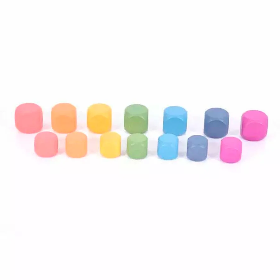 Daus de fusta de colors 14 unitats