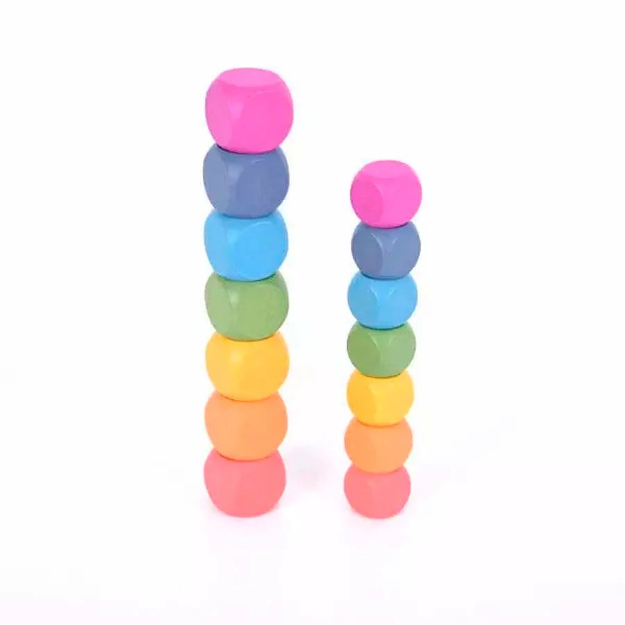 Daus de fusta de colors 14 unitats