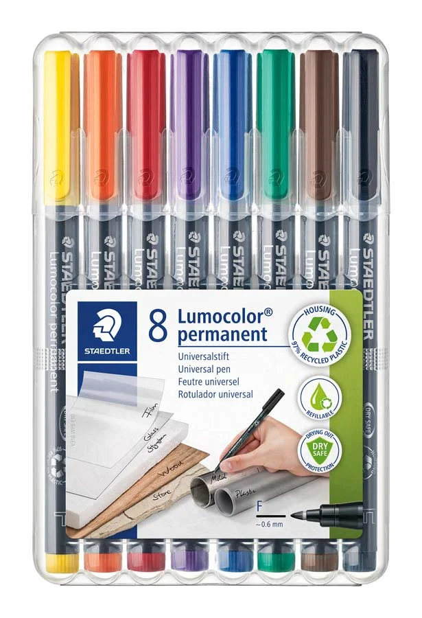 Retoladors permanents Lumocolor fina 8 colors