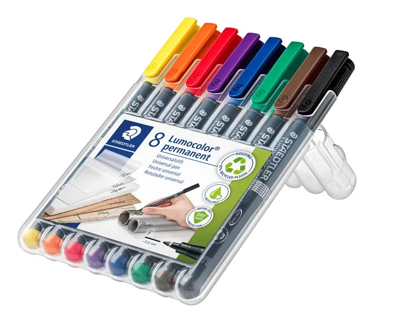 Retoladors permanents Lumocolor fina 8 colors
