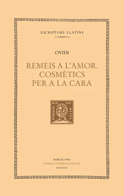 Aquest volum conté dos poemes elegíacs d'Ovidi, Remeis de l'amor i Cosmètics per a la cara.