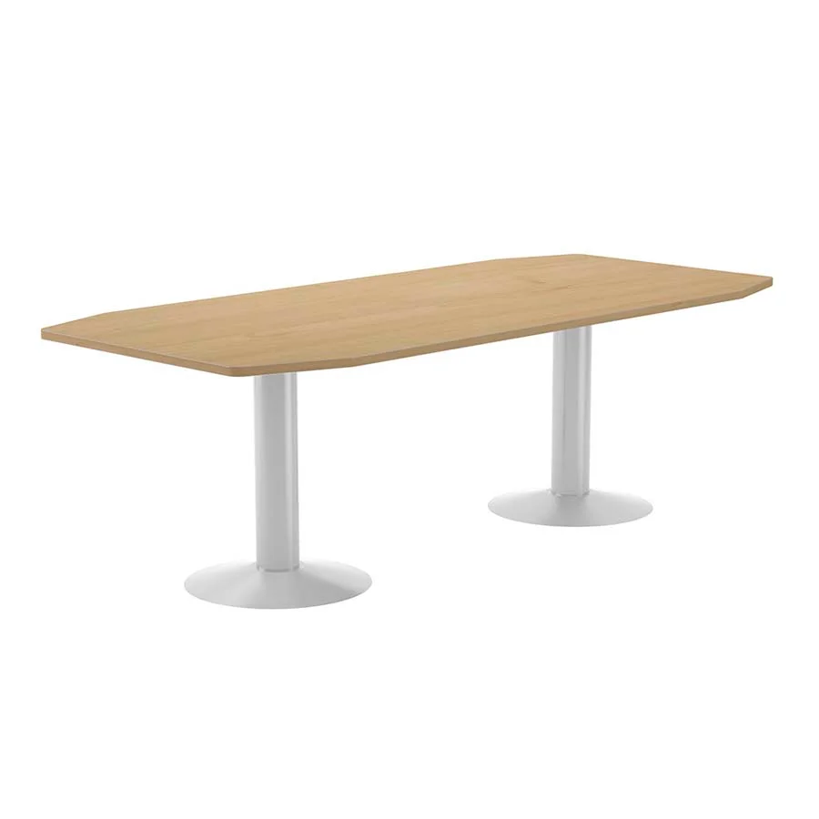Taula doble pota metal.lica 220x100x12cm blanc/roure Taula doble pota metal.lica 220x100x12cm blanc/roure