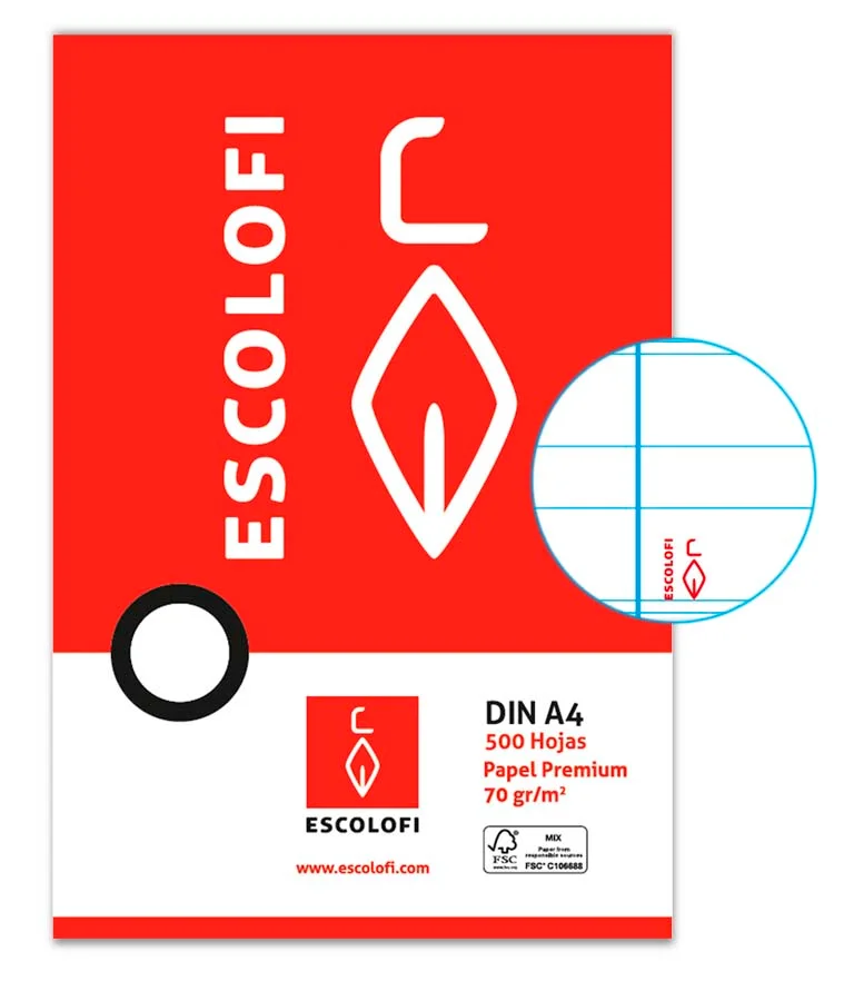Recanvi Paper Escolofi A4 Montessori 3,5mm marge 500 fulls Recanvi Paper Escolofi A4 Montessori 3,5mm marge 500 fulls
