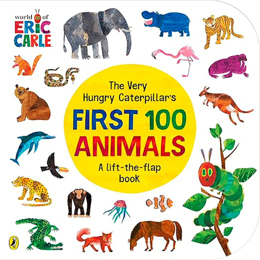 Learn your first 100 animals with The Very Hungry Caterpillar in this chunky lift-the-flap board book!