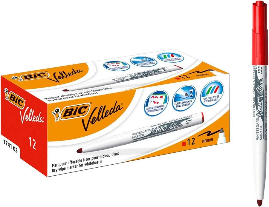 Retolador Pissarra Bic/Velleda medium vermell Retolador Pissarra Bic/Velleda medium vermell