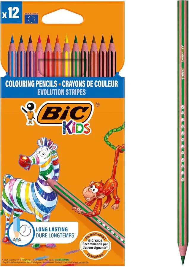 Llapis de colors Bic Kids Evolution Stripes 12 colors Llapis de colors Bic Kids Evolution Stripes 12 colors