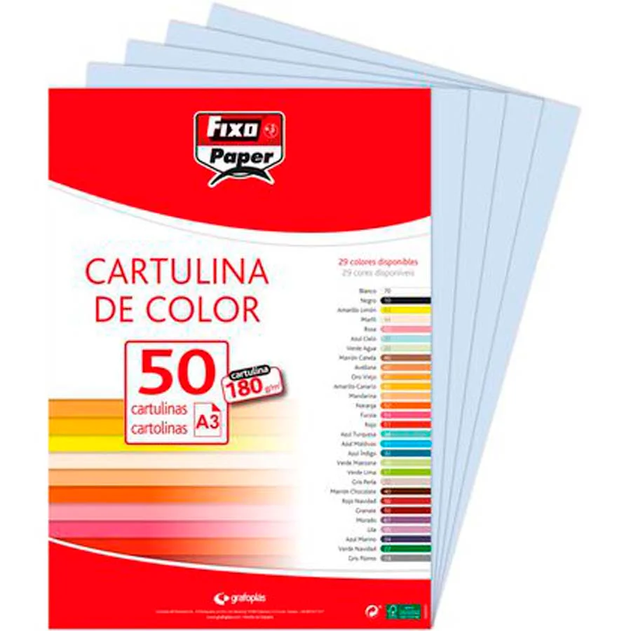 Cartolina A3 180g blau cel 50u